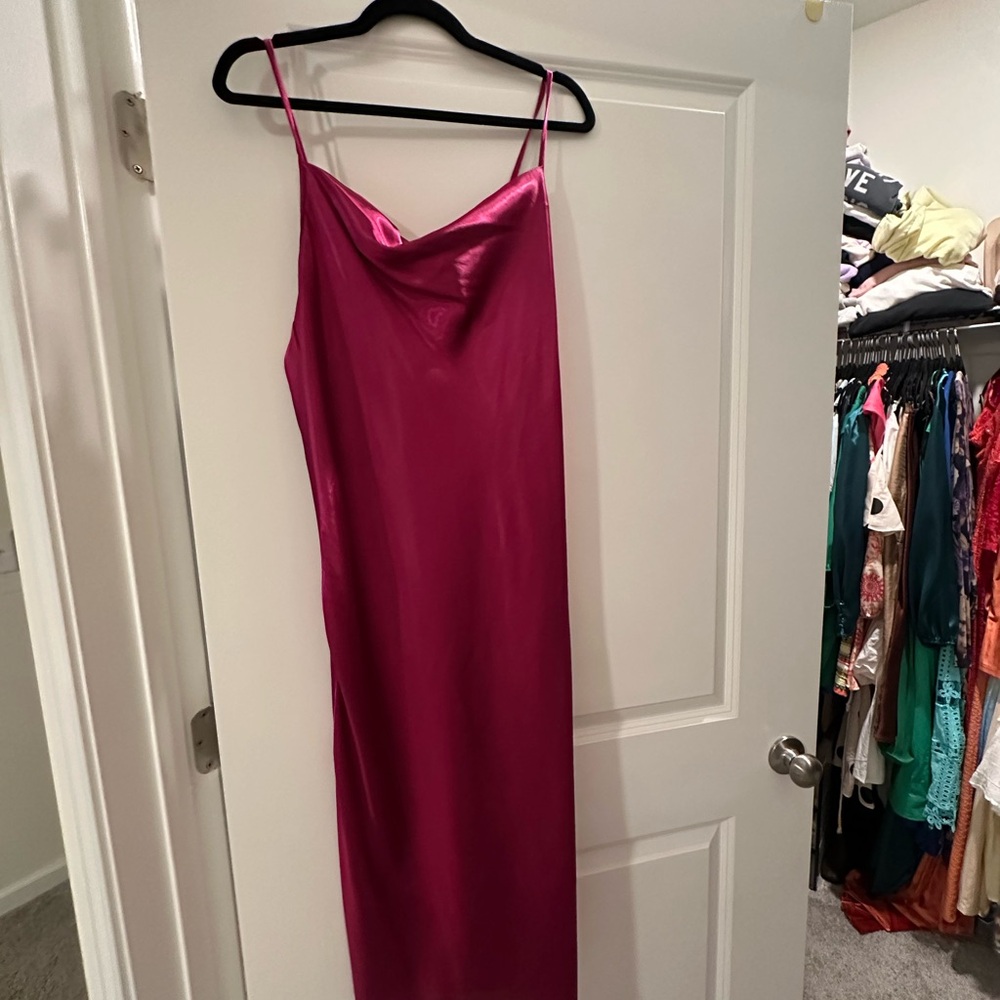 Bebe Elegant Pink Slip Cowlneck Dress
